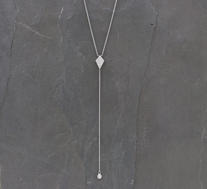 14K DIAMOND RHOMBUS LARIAT NECKLACE