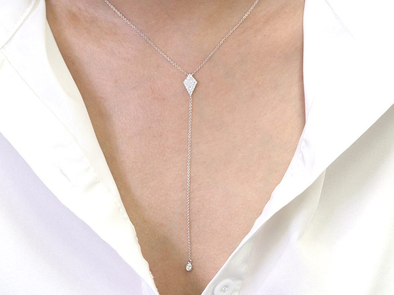 14K DIAMOND RHOMBUS LARIAT NECKLACE