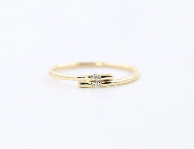 14K 2 DIAMOND OVERLAP BAND