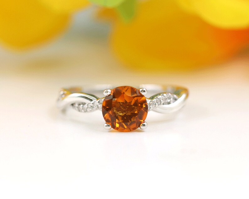 14K CITRINE DIAMOND TWIST RING