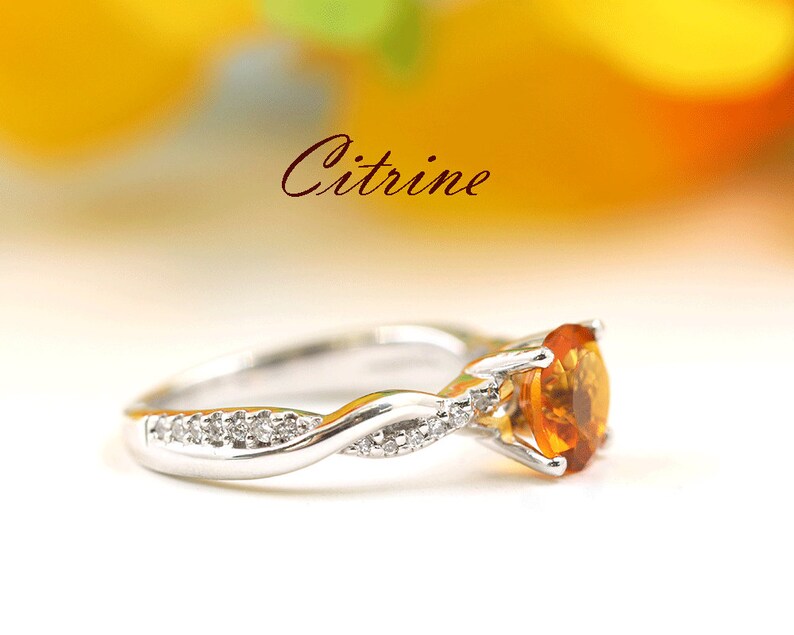 14K CITRINE DIAMOND TWIST RING