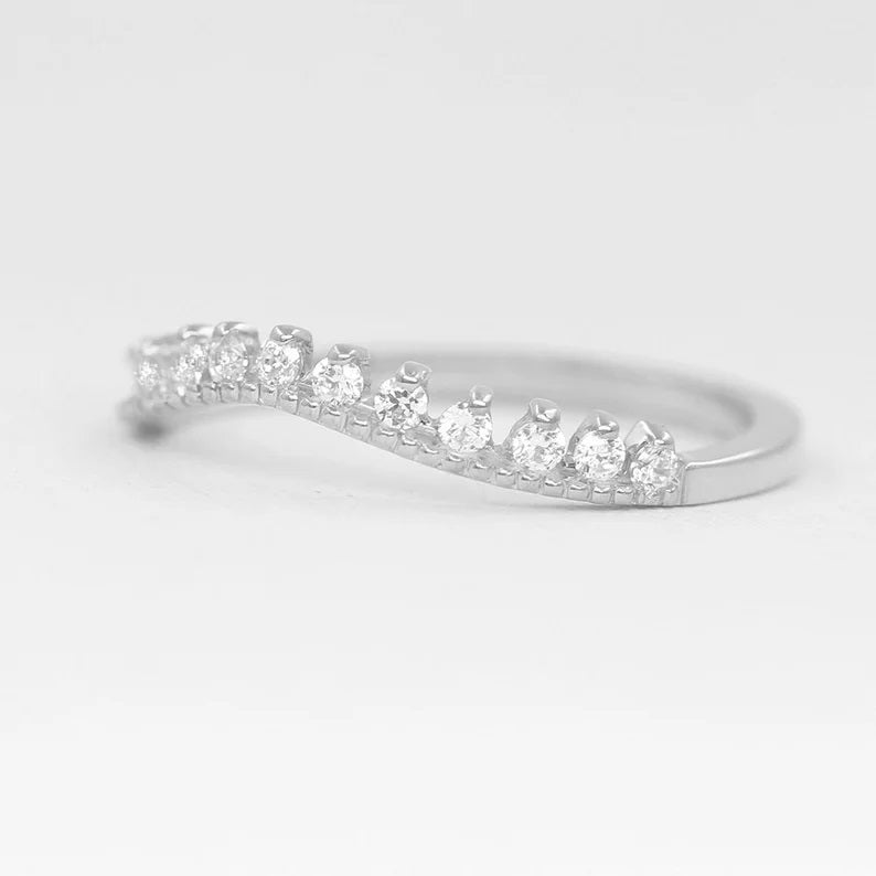 14K 0.20CT DIAMOND MILGRAIN CURVED BAND