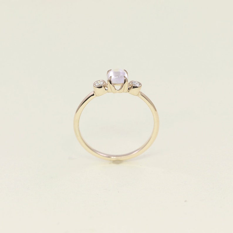 14K MOONSTONE DIAMOND BEZEL RING