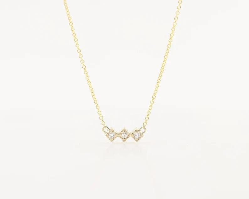 14K 3 DIAMOND RHOMBUS NECKLACE