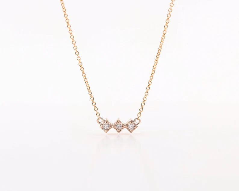 14K 3 DIAMOND RHOMBUS NECKLACE