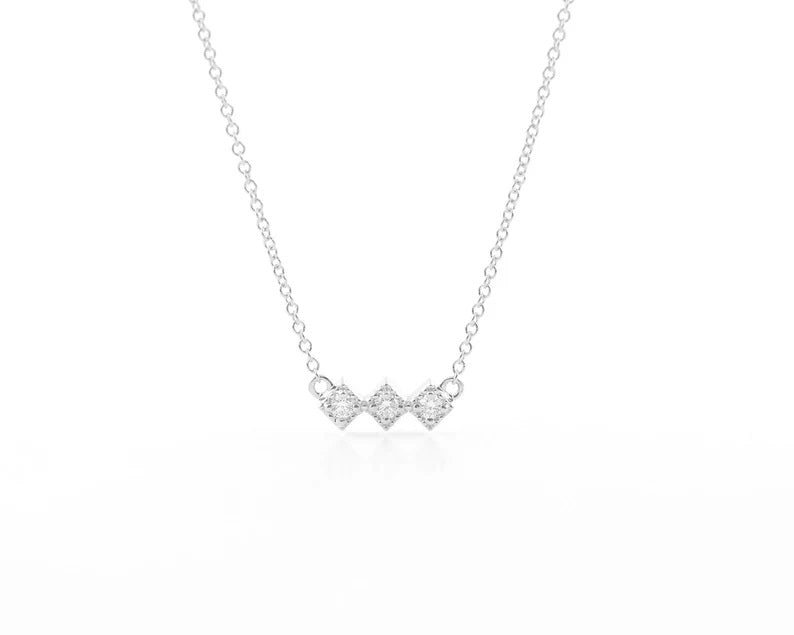 14K 3 DIAMOND RHOMBUS NECKLACE