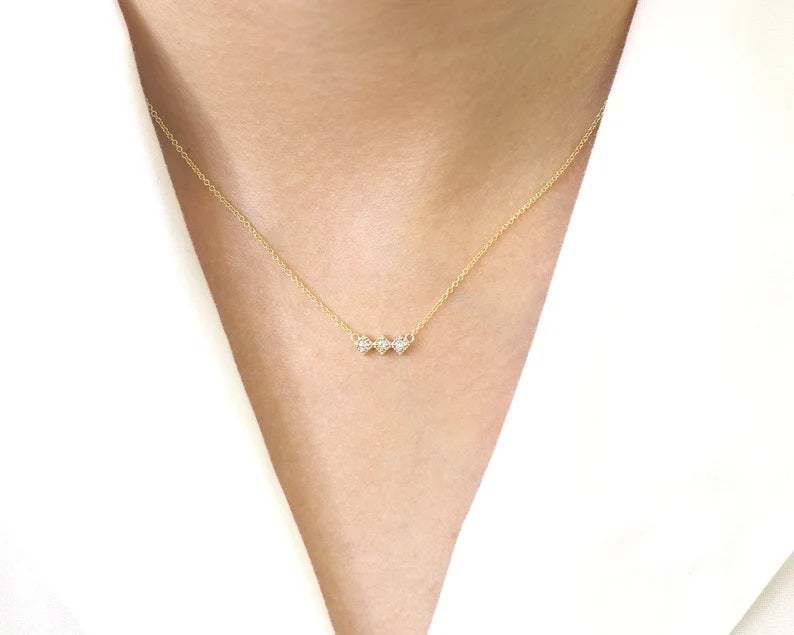 14K 3 DIAMOND RHOMBUS NECKLACE