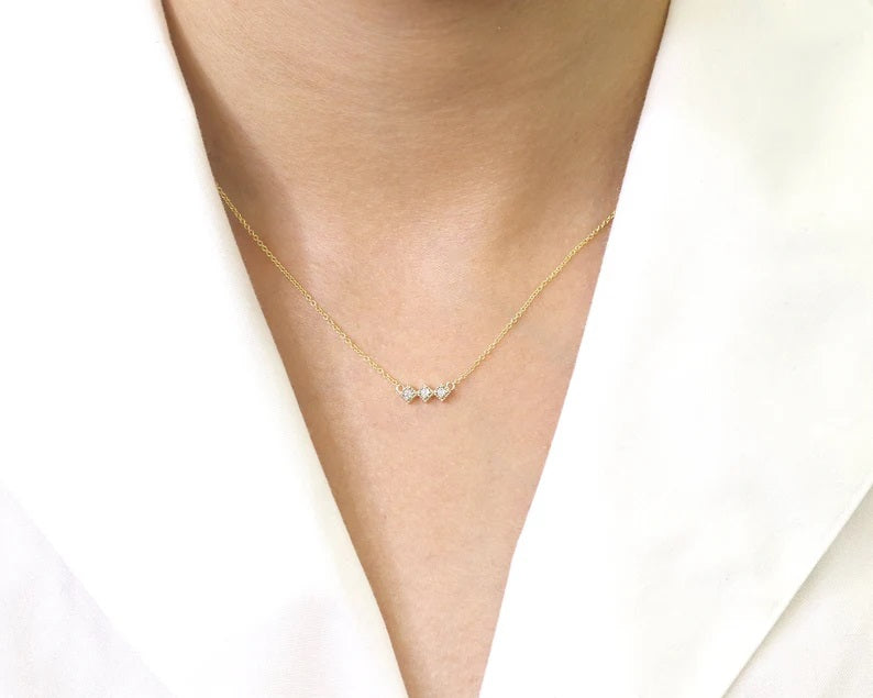 14K 3 DIAMOND RHOMBUS NECKLACE