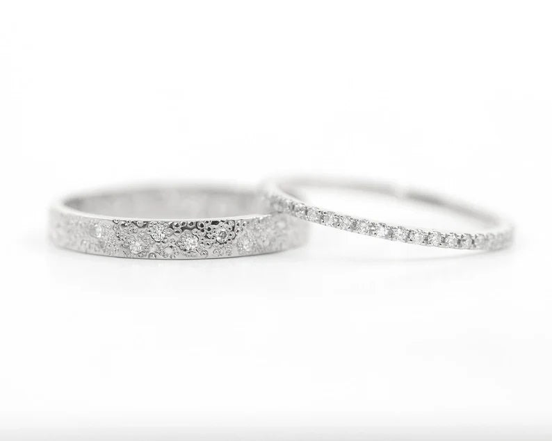 14K DIAMOND STARDUST 2 BAND SET