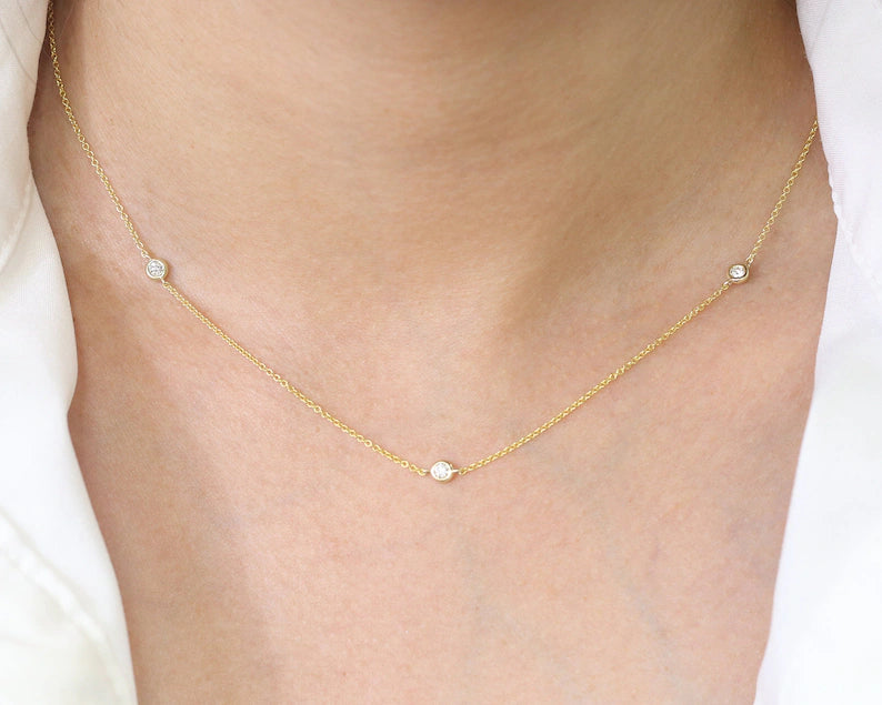 14K 0.035 X 3 DIAMOND BY THE YARD NECKLACE