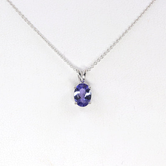 14K 1.2CT OVAL TANZANITE SOLITAIRE NECKLACE