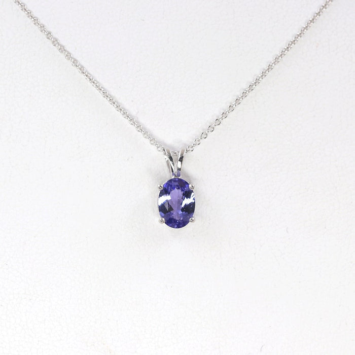 14K 1.2CT OVAL TANZANITE SOLITAIRE NECKLACE