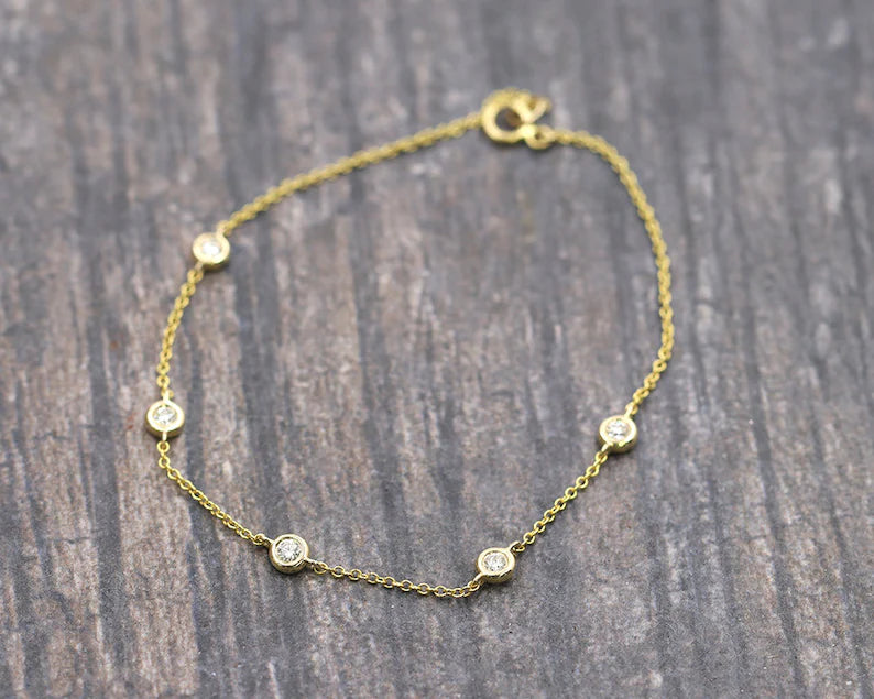 14K 5 DIAMOND BEZEL BY THE YARD BRACELET