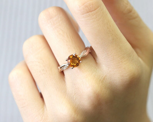 14K CITRINE DIAMOND TWIST RING