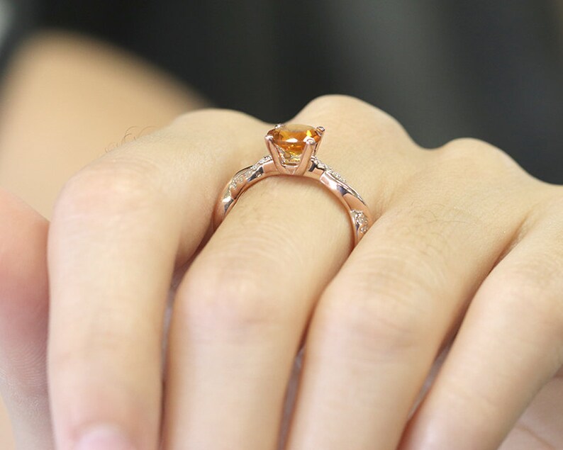 14K CITRINE DIAMOND TWIST RING