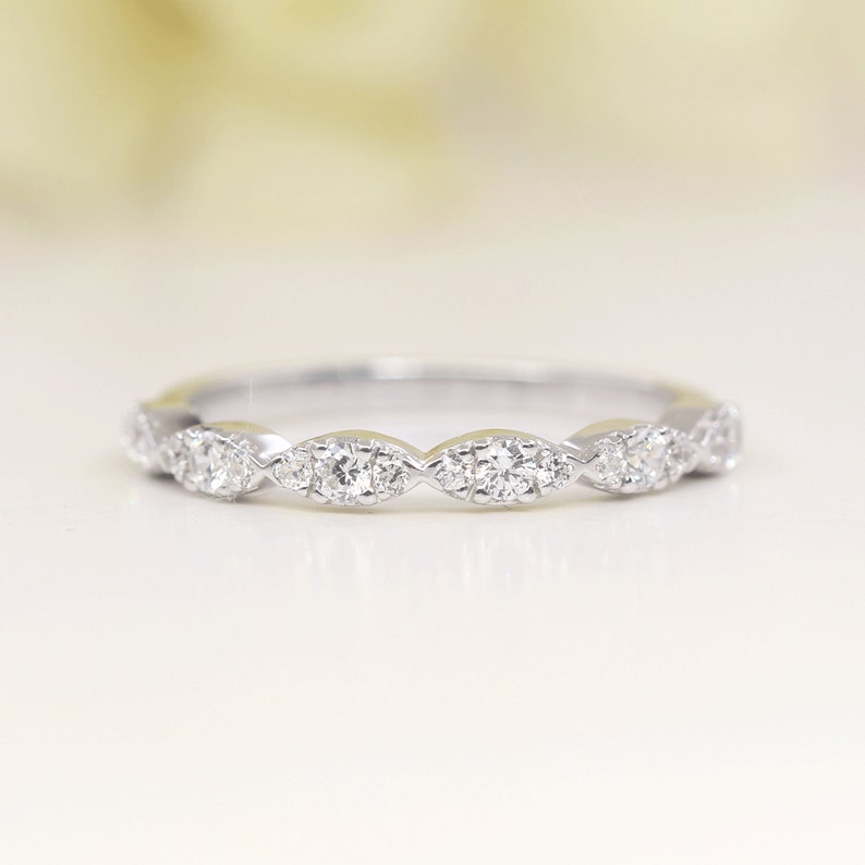 14K 0.28CT DIAMOND MARQUISE ART DECO BAND