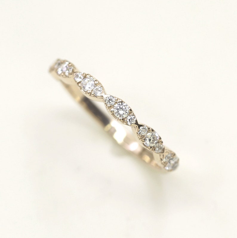 14K 0.28CT DIAMOND MARQUISE ART DECO BAND