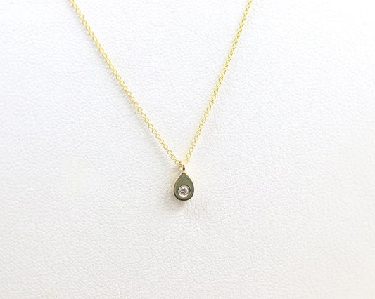 14K 1 DIAMOND WATER DROP NECKLACE