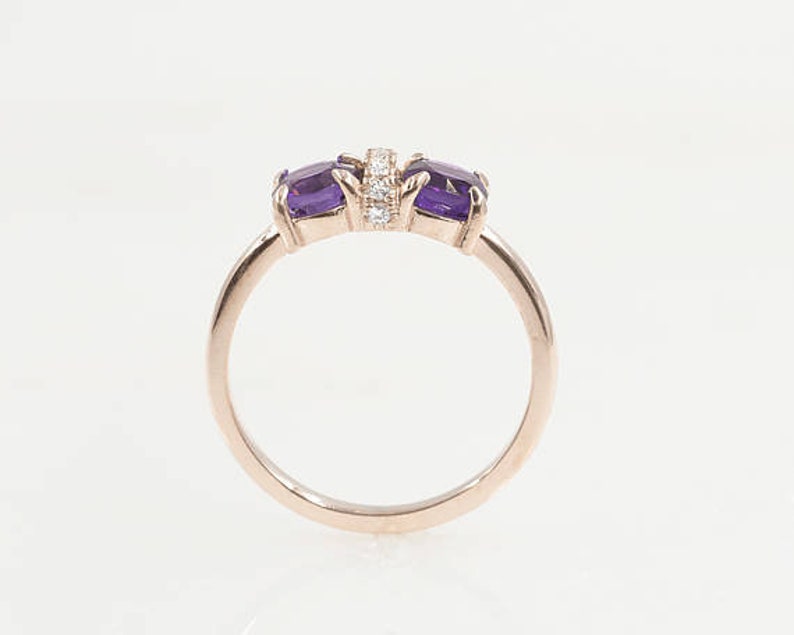 14K ROUND AMETHYST DIAMOND RING