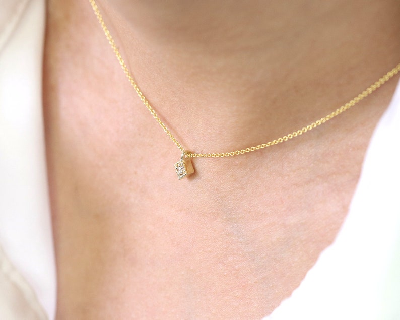 14K 1 DIAMOND RHOMBUS NECKLACE