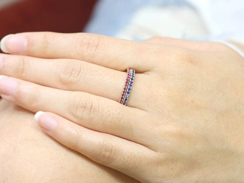 14K SAPPHIRE HALF ETERNITY BAND