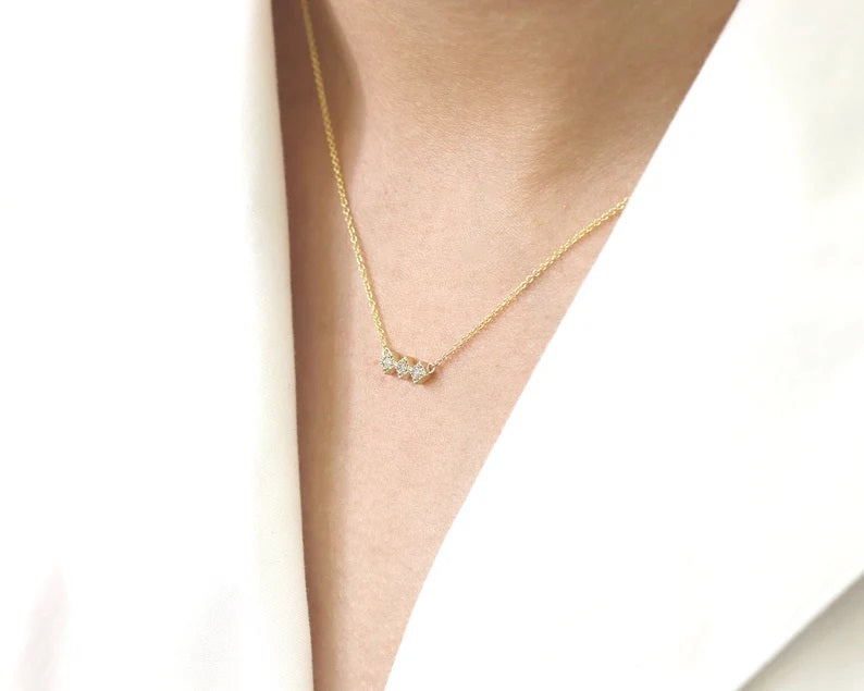 14K 3 DIAMOND RHOMBUS NECKLACE