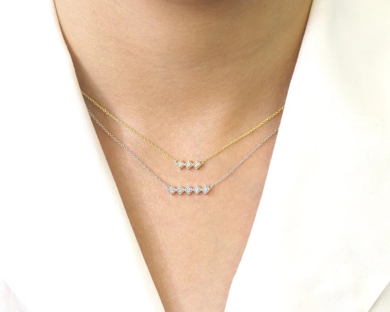 14K 3 DIAMOND RHOMBUS NECKLACE