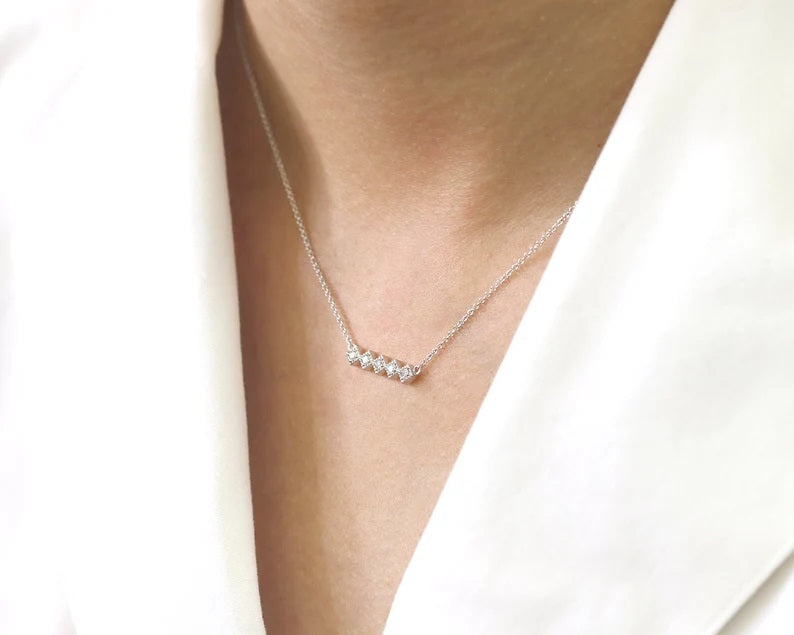 14K 5 DIAMOND RHOMBUS NECKLACE