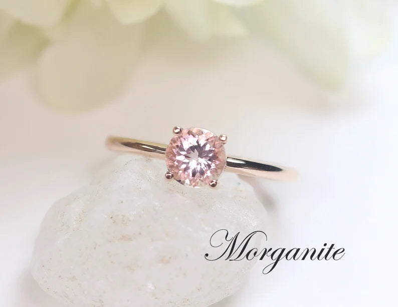 14K PINK MORGANITE SOLITAIRE RING