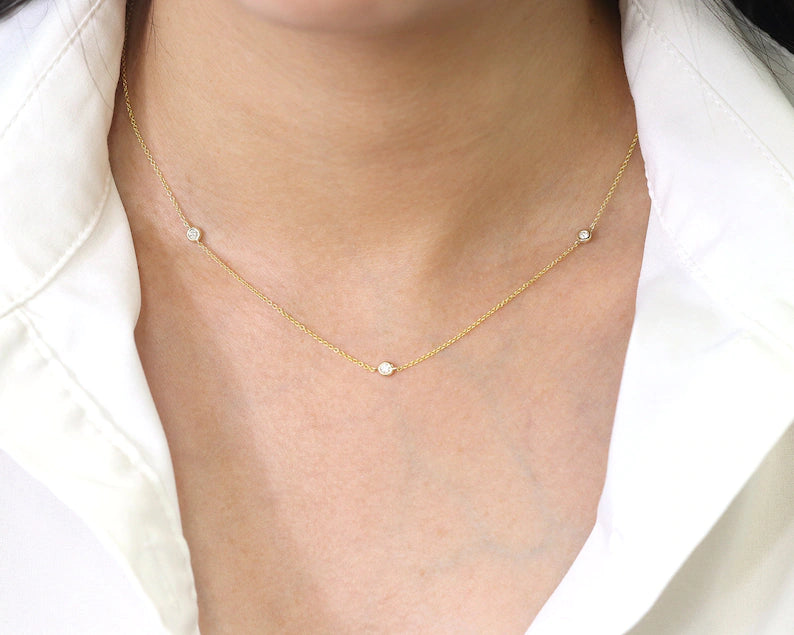 14K 0.035 X 3 DIAMOND BY THE YARD NECKLACE