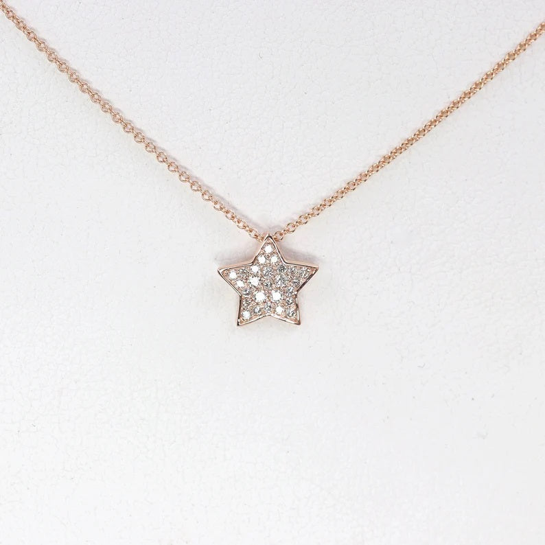 14K 0.22CT DIAMOND STAR NECKLACE