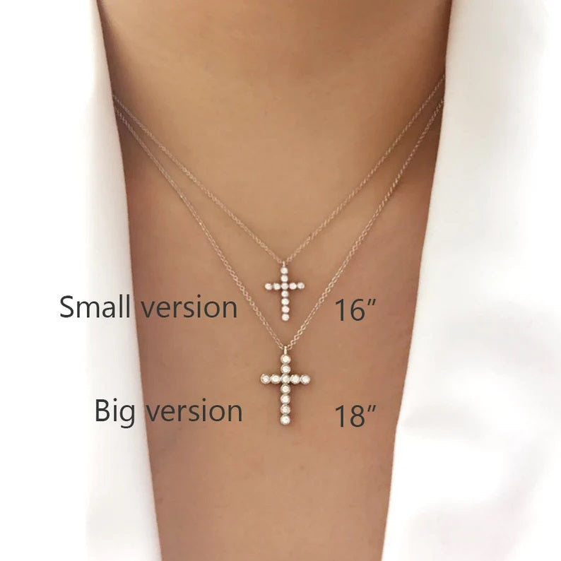 14K DIAMOND CROSS BY THE YARD NECKLACE