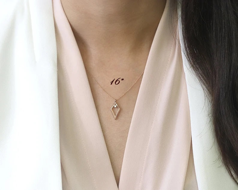 14K 1 DIAMOND RHOMBUS NECKLACE