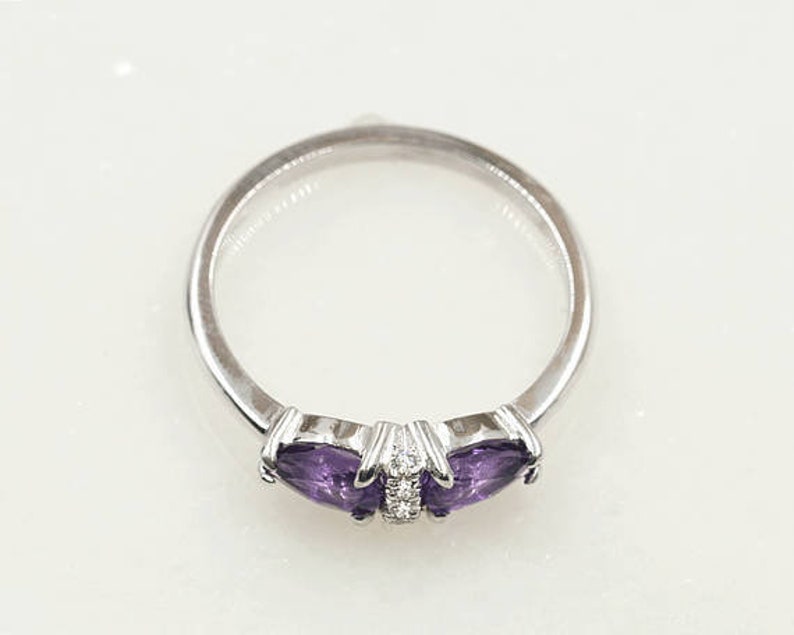 14K PEAR AMETHYST DIAMOND RING