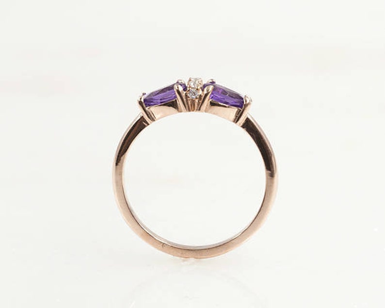 14K PEAR AMETHYST DIAMOND RING