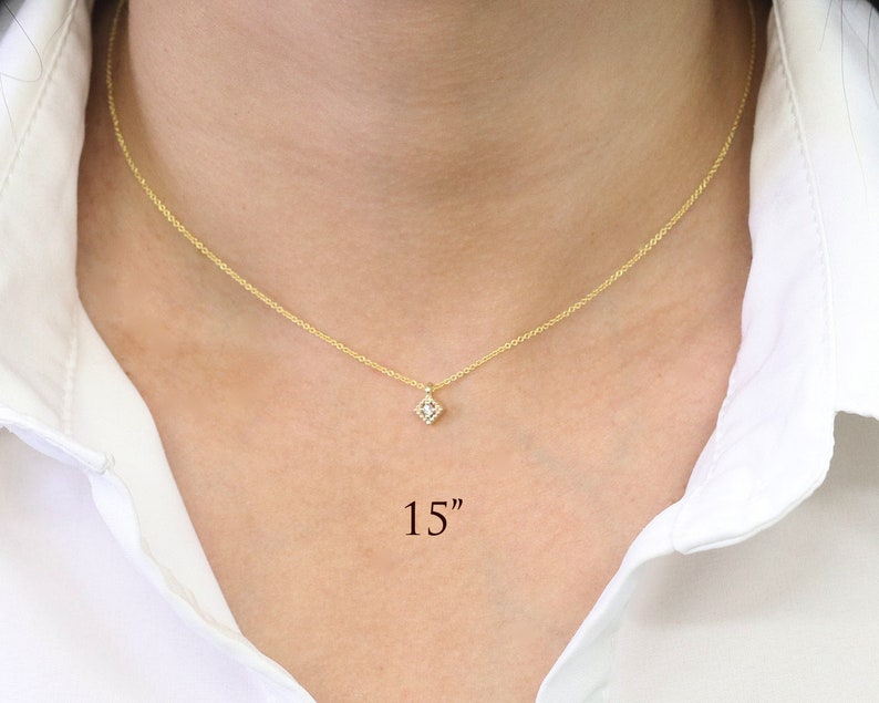 14K 1 DIAMOND RHOMBUS NECKLACE