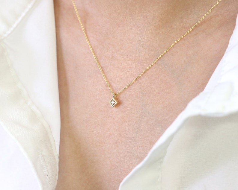 14K 1 DIAMOND RHOMBUS NECKLACE