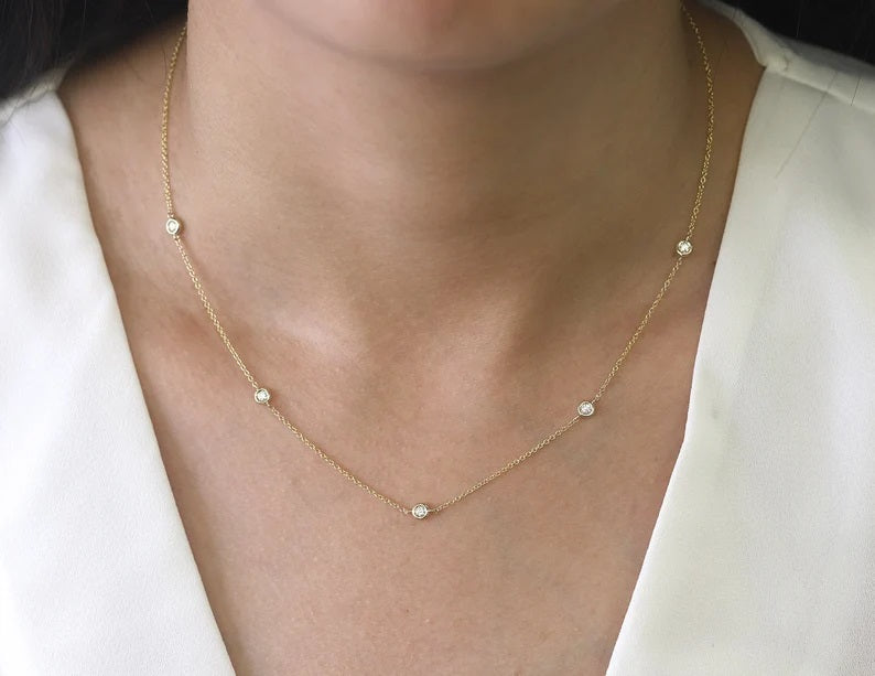 14K 0.10CT DIAMOND BY THE YARD NECKLACE