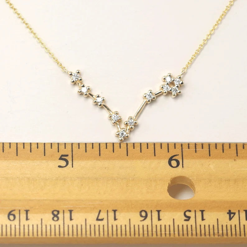 14K DIAMOND PISCES ZODIAC SIGN NECKLACE