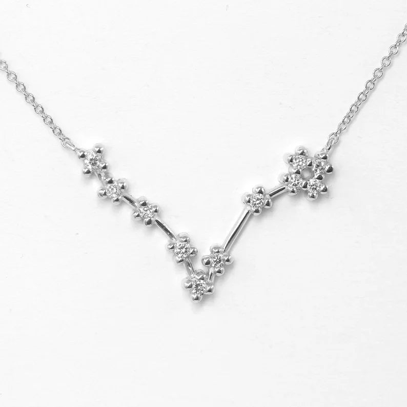 14K DIAMOND PISCES ZODIAC SIGN NECKLACE