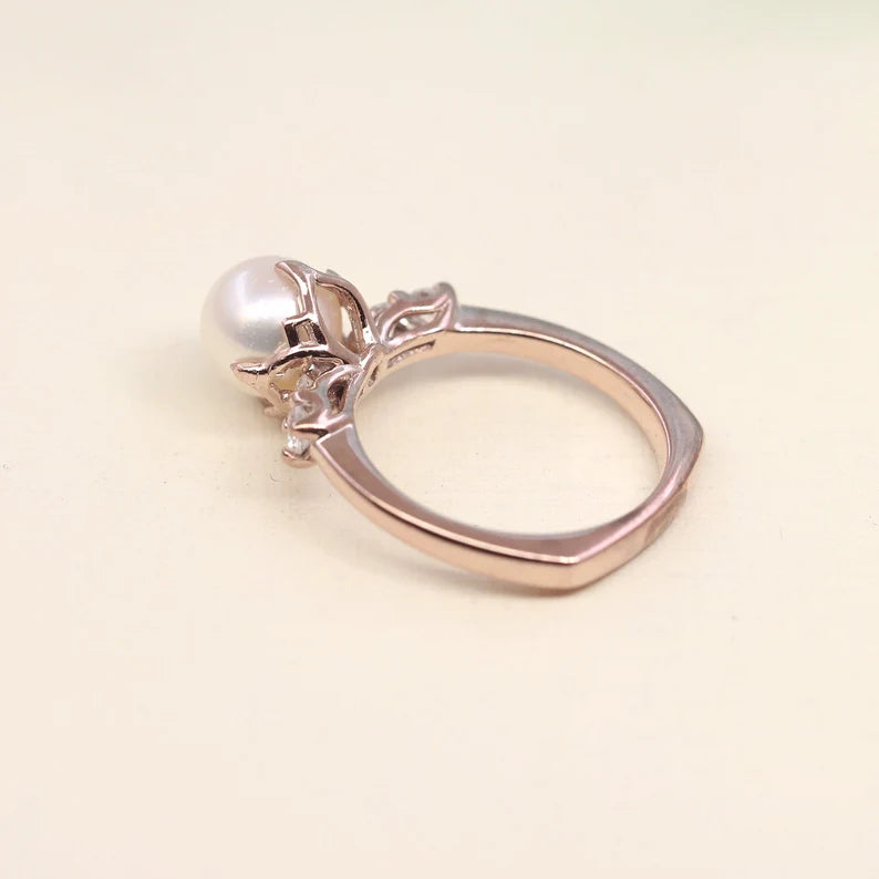 14K PEARL DIAMOND RING