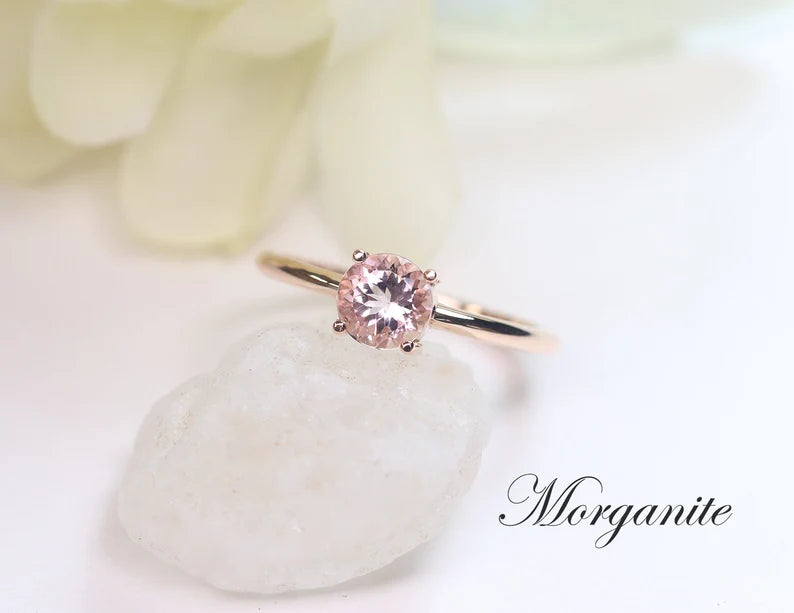 14K PINK MORGANITE SOLITAIRE RING