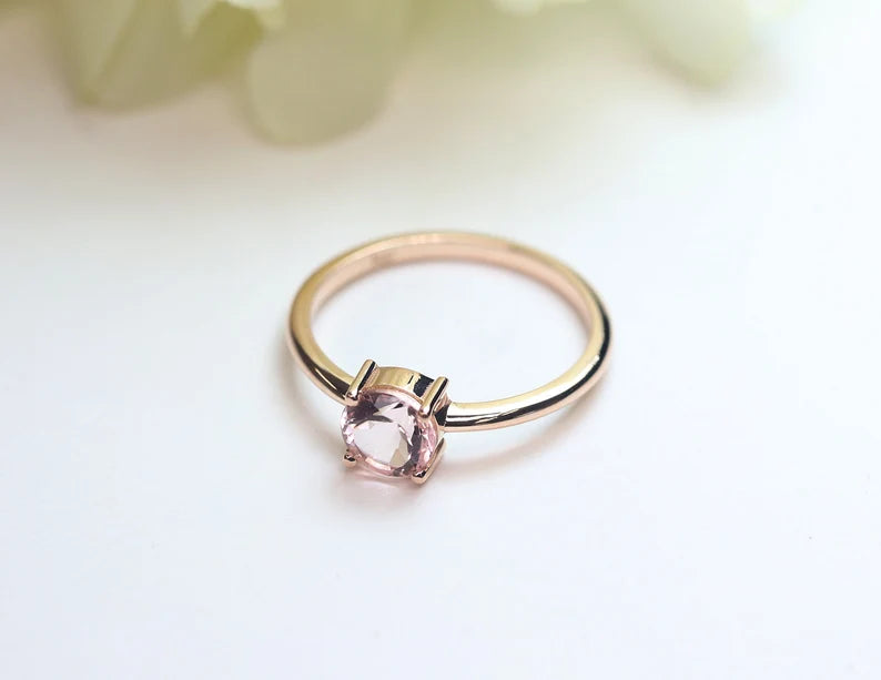 14K PINK MORGANITE SOLITAIRE RING