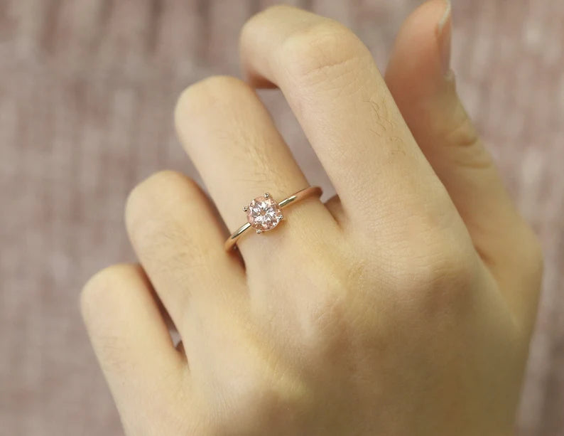 14K PINK MORGANITE SOLITAIRE RING