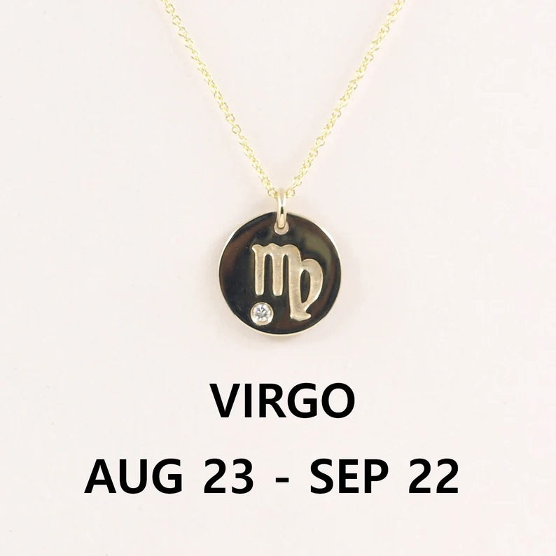 14K 1 DIAMOND VIRGO ZODIAC SIGN NECKLACE