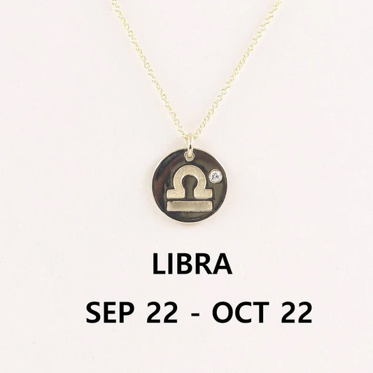 14K 1 DIAMOND LIBRA ZODIAC SIGN NECKLACE