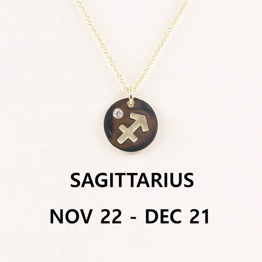 14K 1 DIAMOND SAGITTARIUS ZODIAC SIGN NECKLACE