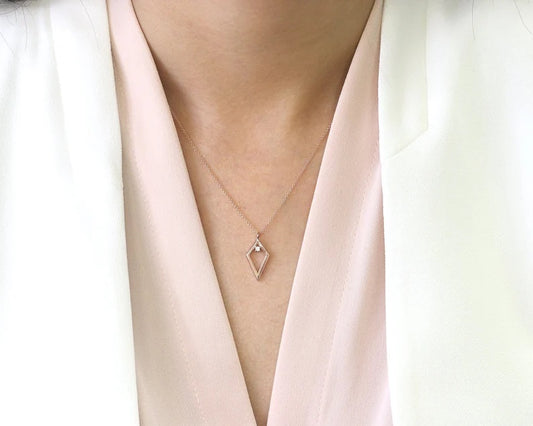 14K 1 DIAMOND RHOMBUS NECKLACE