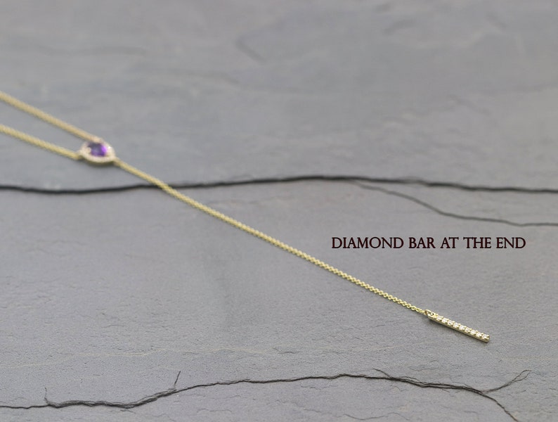 14K AMETHYST DIAMOND LARIAT NECKLACE