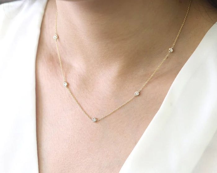 14K 0.05CT DIAMOND BY THE YARD NECKLACE